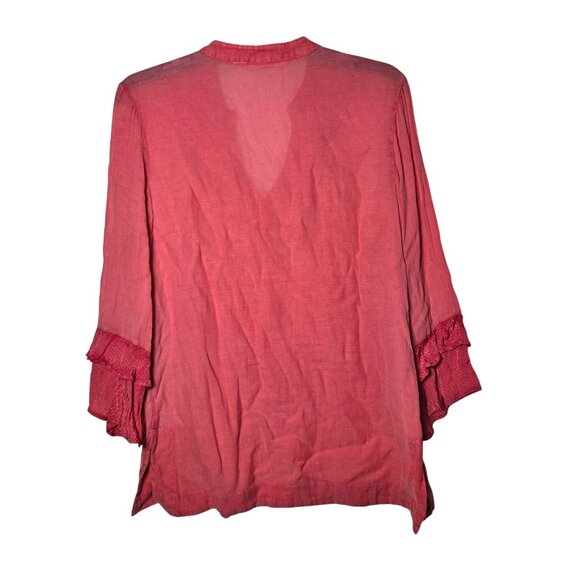 Soft Surroundings Embroidered V-Neck Tunic Top Size M Lagenlook Coastal Sheer - Picture 3 of 11